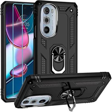 Imagem de Case for Motorola moto edge 30 pro with Slide Camera Cover,Military Grade Heavy Duty Protection Phone Case Cover with Magnetic Ring Kickstand for Motorola moto edge 30 pro (preto)