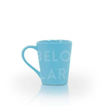 Imagem de Kit 4 Caneca Azul De Porcelana Lisa Reta 250ml Café Chá - Belolar