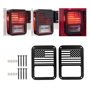 Imagem de Uma capa protetora de farol de freio traseira ABIGAIL para Jeep Wrangler JK Unlimited JKU Sahara Rubicon Sport Taillight Accessories - Par (bandeira dos EUA)
