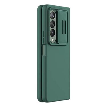 Imagem de Adequado para Samsung Galaxy Z Fold 4 3 Mobile Phone Case Business Simples High-end tampa deslizante Lens Protection, Army Green, para Samsung Z Fold 3