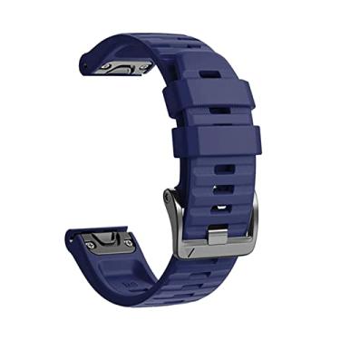 Imagem de WIKUNA Pulseira de relógio de liberação rápida de silicone para Garmin Fenix 7X 7 6X Pro Watch Easyfit Pulseira 26 22MM Pulseira (Cor: Azul escuro, Tamanho: Forerunner 935 945)
