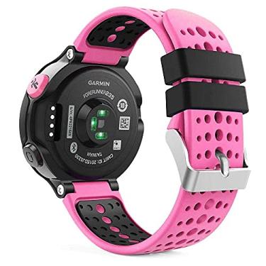 Imagem de Pulseira para Smartwatch Garmin Forerunner modelos 230 235 220 620 630 735 735XT (com chave para troca) (Rosa com preto)