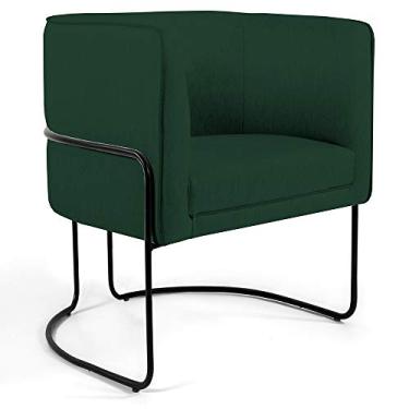 Imagem de Poltrona Decorativa Fixa Base de Aço Preto Betina D02 Linho Verde Musgo C-117 - Lyam Decor