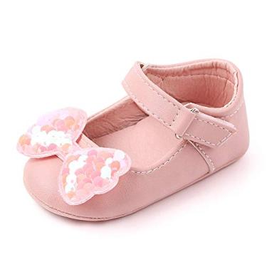 Imagem de OAISNIT Sapatos de bebê Mary Jane Sapatilhas antiderrapantes princesa vestido de casamento infantil menina macio leve sapatos de berço, A - rosa, 12-18 meses