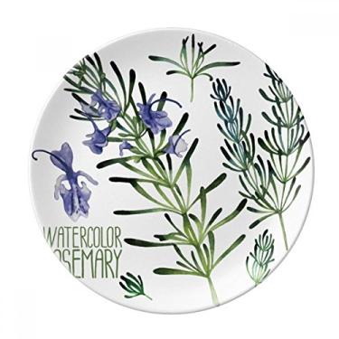 Imagem de Prato de planta de flor de lavanda roxa decorativa de porcelana salver louça de jantar