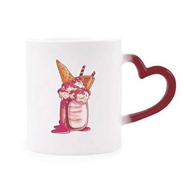 Imagem de Garrafa de biscoito de chocolate sorvete caneca sensível ao calor copo de grés que muda de cor vermelha