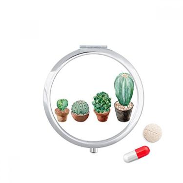 Imagem de Supculentas Cacto em vaso com ilustração de plantas em vaso para comprimidos, caixa de armazenamento de remédios