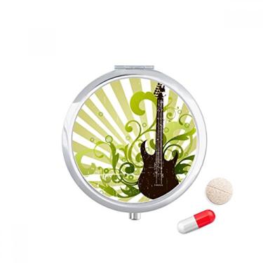 Imagem de Caixa de comprimidos verde com estampa de música de violão, caixa de armazenamento de remédios
