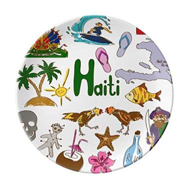 Imagem de Haiti Landscap Placa de bandeira nacional de porcelana decorativa Salver Prato de jantar