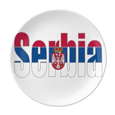 Imagem de Placa de nome da bandeira da Sérvia decorativa de porcelana Salver louças de jantar