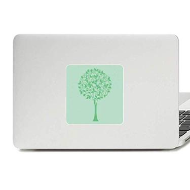 Imagem de Adesivo de vinil para laptop com folhas de árvore redondas verdes para decoração de PC