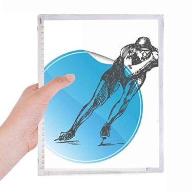 Imagem de Caderno de anotações em aquarela azul para esportes de inverno com folhas soltas e diário recarregável