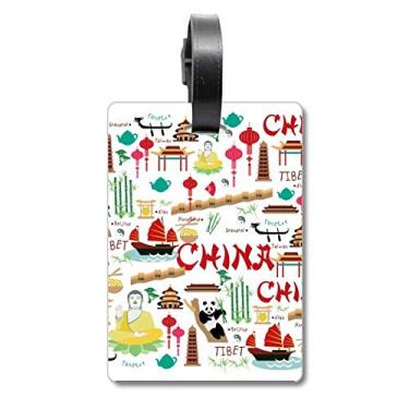Imagem de China Bamboo Lantern Panda Mala Etiqueta para Bagagem Cartão de Bagagem