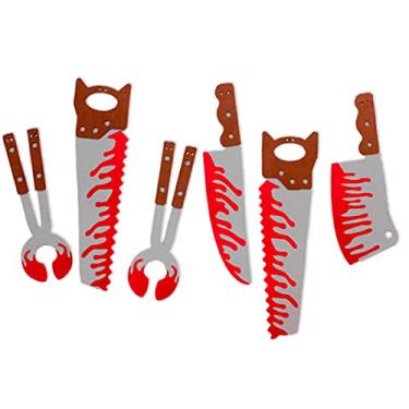 Imagem de Decoração Terror Ferramentas Com Sangue Assustadora Halloween