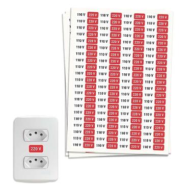 Imagem de Etiquetas Para Tomadas 110v E 220v Vinil Adesivo 80 Unidades