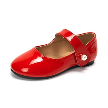 Imagem de FUNKYMONKEY Sapatos casuais para bebês e meninas Mary Jane sem cadarço, Vermelho, 2 Little Kid