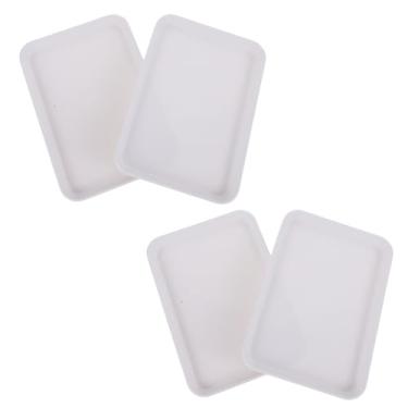 Imagem de Zerodeko 4 Pcs bandeja de xícara prato de jantar bandeja de decoração de mesa de café copos de água prato de lanche bandeja prática simples bolo copo de água talheres bandeja de chá branco