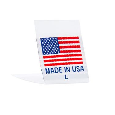 Imagem de Etiqueta de tecido feita nos EUA etiqueta de tecido roupas de costura roupas tecido material fita etiqueta etiqueta etiqueta, Red & Blue on White - 100 qty, L - 1.18" x 2.99", 100