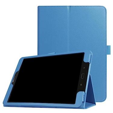 Imagem de ZZOUGYY Capa de tablet para Samsung Galaxy Tab S2 9,7 2015 SM-T810 T813 T815 T817 T818 T819, capa de couro leve com suporte fólio ultrafina para Galaxy Tab S3 9,7 2017 SM-T820 T825 T827 (azul claro)