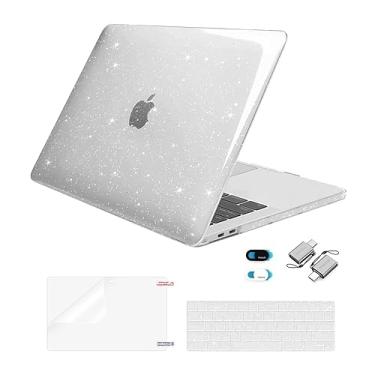 Imagem de MOSISO Compatível com MacBook Pro 13 polegadas capa M2 2023-2016 A2338 M1 A2251 A2289 A2159 A1989 A1708 A1706, capa rígida de plástico com glitter, película de teclado, película de tela, capa de