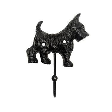Imagem de Treasure Gurus de ferro fundido Scottie gancho para cães suporte de parede chapéu cabide de coleira para animais de estimação porta-chaves armazenamento