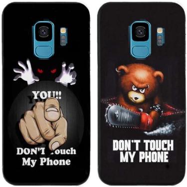 Imagem de 2 peças Bear You Don't Touch My Phone impresso TPU gel silicone capa de telefone traseira para Samsung Galaxy todas as séries (Galaxy S9)