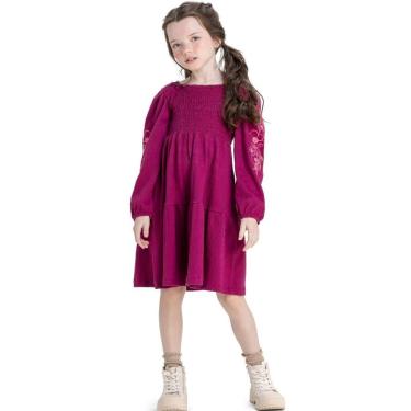 Imagem de Vestido Infantil Inverno Malha Paris Rosa Forte Tam 6 a 14 - Angerô-Feminino