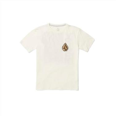 Imagem de Volcom Camiseta de manga curta para meninos grandes, Off-white, P