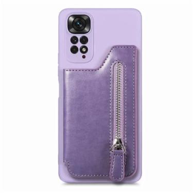Imagem de Porta-cartões de couro com zíper carteira magnética capa para XiaoMi Note 13 11 11S 11E 10C X4 Pro 12 12X POCO X3 capa de bolsa, roxa, para Xiaomi 14Pro