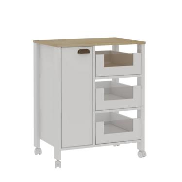 Imagem de Balcao Multifuncional 1 Porta 3 Gavetas Branco/Savana Genialflex