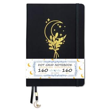 Imagem de BUKE Caderno pontilhado - capa dura de tecido de algodão - papel de bambu grosso 160gsm - diário pontilhado tamanho A5 - layout DOT GRID de 5 x 5 mm, 160 páginas com caixa de presente (BKC-1A)