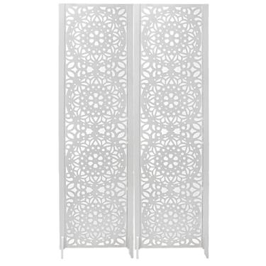 Imagem de 2 Biombo Pintado Divisoria Separador de Ambiente MDF Com Pés Preto ou Branco (Mandala, Branco)
