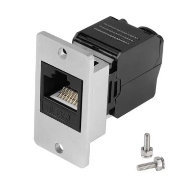 Imagem de QIANRENON Adaptador de crimpagem de painel retangular CAT6 RJ45 sem ferramenta RJ45 8P8C conector Ethernet de montagem em painel fêmea RJ45 Soquete de montagem de crimpagem T568A/B, para painel de