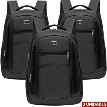 Imagem de Kit 3 Mochilas Bolsa Mala Resistente Notebook Multifuncional Trabalho 