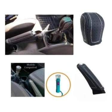 Imagem de Kit Capa Manopla Couro Câmbio Manual e Alavanca Freio de Mão Fiat Pali