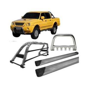Imagem de Kit Quebra Mato Estribo Plataforma Santo Antônio L200 04 Cromado - HOZ