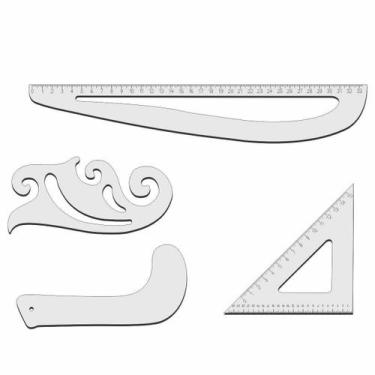 Imagem de Kit Régua Corte Costura Modelagem Alfaiate 8036 Acrilic Mini - Fenix