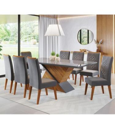 Imagem de Mesa de Jantar Retangular Otis C/8 Cad Flora em Madeira Maciça Mel/Gra