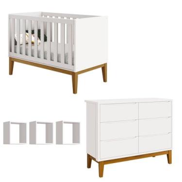 Imagem de Jogo de Quarto para Bebê Classic New Branco Fosco com Madeira - Reller