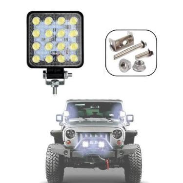 Imagem de Farol de milha auxiliar quadrado 16 leds 48w universal cinoy