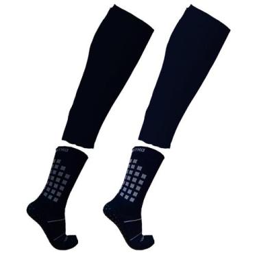 Imagem de Kit Meião Cortado + Meia Multi Esportes Vistho, 39/43, Preto