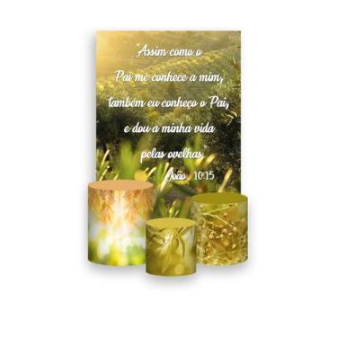 Imagem de Painel De Festa Vertical 1,50 x 2,20 + Trio De Capas Cilindro - Igreja