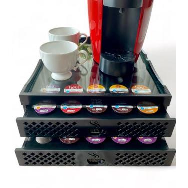 Imagem de Porta Capsulas E Maquina Cafeteira 3 Corações Suporte Mdf luxo - Brazi