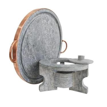 Imagem de Kit Fogareiro +  Chapa De Pedra Sabão Para Carne 29 Cm