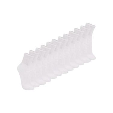 Imagem de Kit com 12 Meias Esportiva Cano Médio Trifil 8720, Branco, 35-38