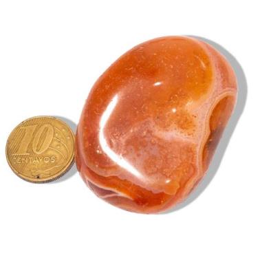 Imagem de 01 Ágata Cornalina Pedra Rolada G Extra Média 60g 40 a 60mm - Cristais