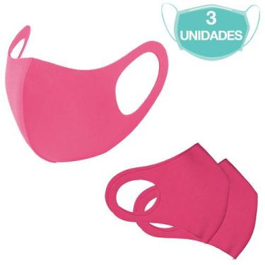 Imagem de 3 Máscaras Laváveis Reutilizável Rosa Cuidado Pessoal - Máscara Neopre