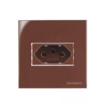 Imagem de Tomada Embutir Quadrada Móveis Planejados Sleek 20A Marrom - Margirius