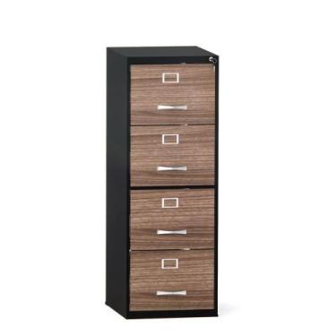 Imagem de Arquivo Com 04 Gavetas Maxxi Pandin 1,36 M Walnut e Preto