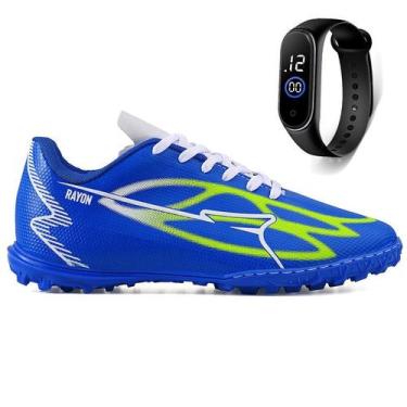 Imagem de Kit Chuteira Futebol Campo Society Grama Sintetica + Relogio Adulto - 